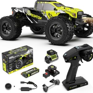 AMORIL 1/10 RTR Brushless Fast RC Cars for Adults,Max 50mph Hobby Electric Off-Road Monster Truck,Waterproof High Speed RC Car 4WD Remote Control Car with 3S Lipo,Green